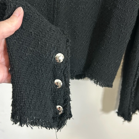 IRO Paris Agnette Black Boucle Jacket Button Down collarless Sz 40 US 8 - Picture 10 of 14